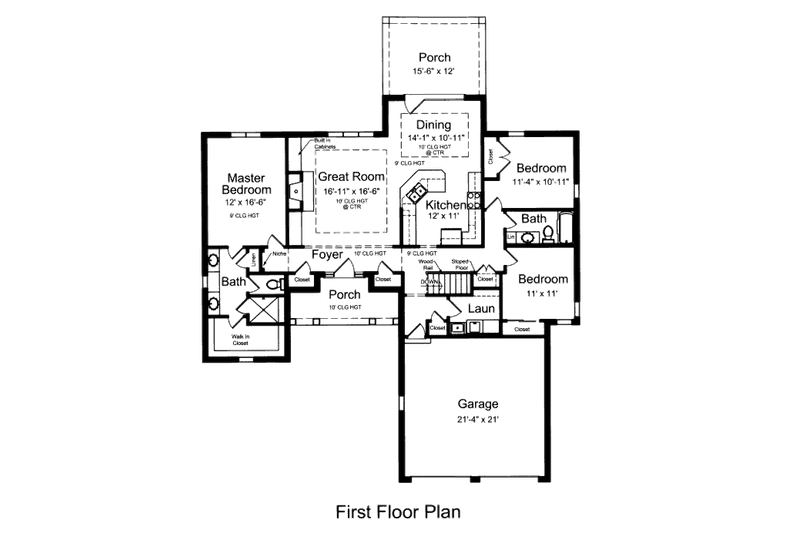 Home Plan - Floor Plan - Main Floor for Traditional House Plan #46-463 - 3 bed, 2 bath