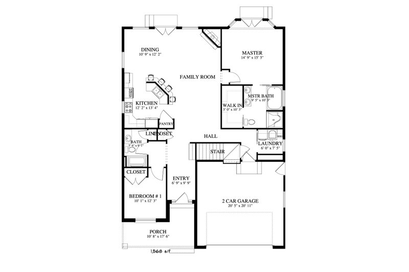 House Plan Design - Floor Plan - Main Floor 1 for Ranch House Plan #1060-5 - 5 bed, 3 bath