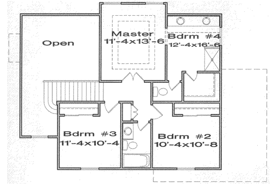 Floor Plan - Upper Floor for Traditional House Plan #6-146 - 3 bed, 2.5 bath