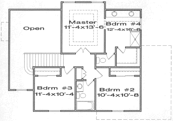 Traditional Floor Plan - Upper Floor Plan #6-146