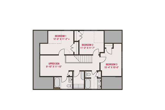Floor Plan - Upper Floor for Craftsman House Plan #461-66 - 4 bed, 3.5 bath