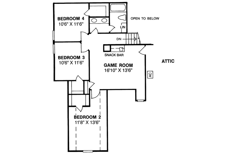 House Blueprint - Floor Plan - Upper Floor for Traditional House Plan #20-232 - 4 bed, 2.5 bath