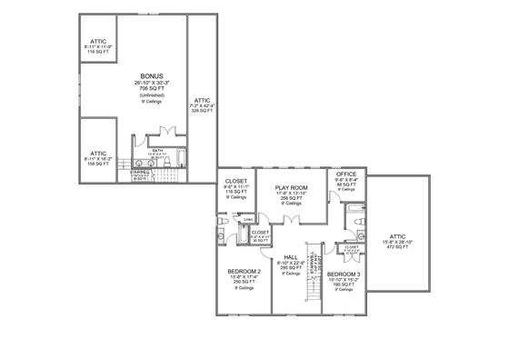Floor Plan - Upper Floor for Farmhouse House Plan #1116-1 - 4 bed, 4 bath