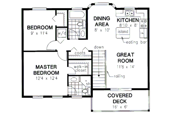 Floor Plan - Upper Floor for Traditional House Plan #18-319 - 2 bed, 2 bath