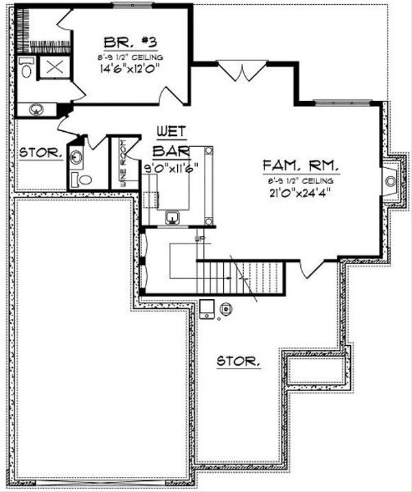 Architectural House Design - European Floor Plan - Lower Floor Plan #70-860