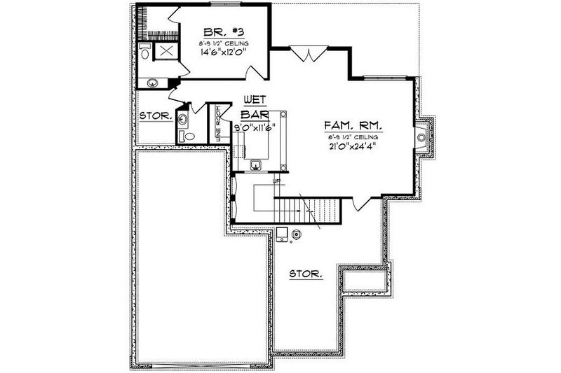 Home Plan - Floor Plan - Lower Floor for European House Plan #70-860 - 3 bed, 3.5 bath