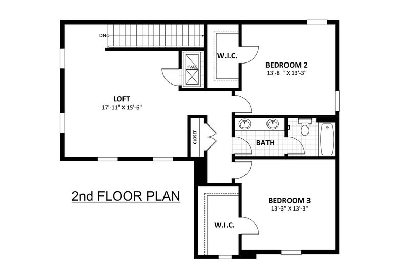 House Blueprint - Floor Plan - Upper Floor for Traditional House Plan #1058-262 - 4 bed, 2.5 bath