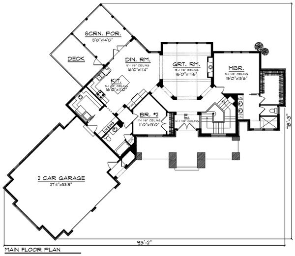 Architectural House Design - Craftsman Floor Plan - Main Floor Plan #70-1192