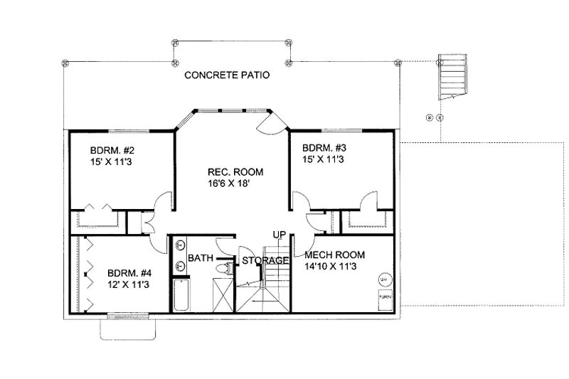 Home Plan - Floor Plan - Lower Floor for Cabin House Plan #117-785 - 4 bed, 2.5 bath