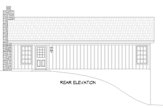 Exterior - Rear Elevation for Southern House Plan #932-856 - 2 bed, 1 bath
