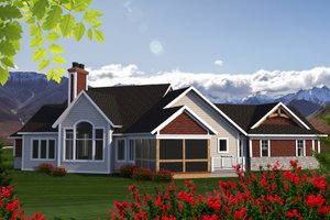 Exterior - Rear Elevation for Craftsman House Plan #70-1192 - 2 bed, 2 bath