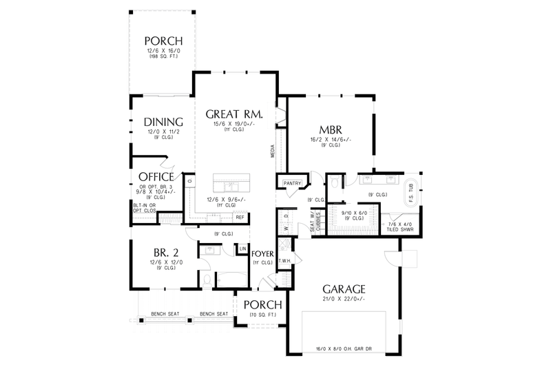 Architectural House Design - Floor Plan - Main Floor for Farmhouse House Plan #48-1226 - 2 bed, 2 bath