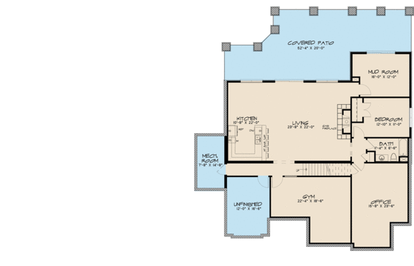 House Blueprint - Farmhouse Floor Plan - Lower Floor Plan #923-119