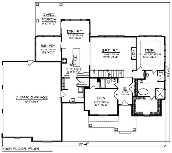 Dream House Plan - Farmhouse Floor Plan - Main Floor Plan #70-1469
