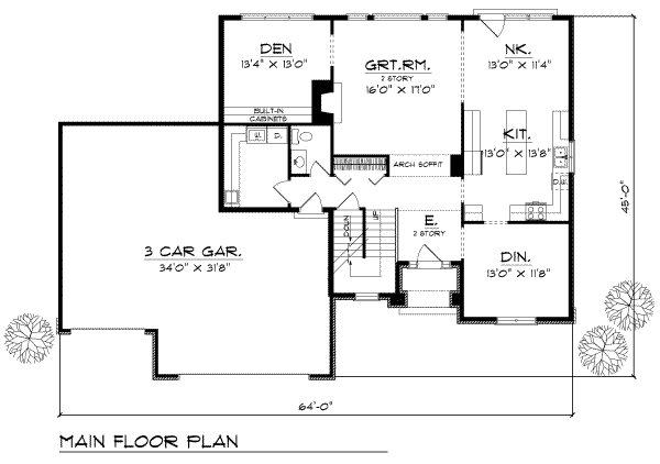 Traditional Floor Plan - Main Floor Plan #70-415