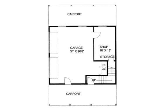 Floor Plan - Main Floor for Country House Plan #117-749 - 1 bed, 1 bath