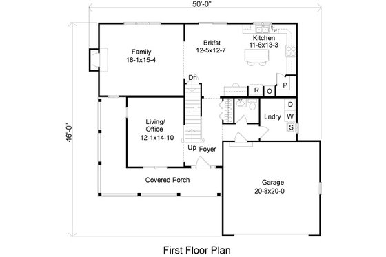 Floor Plan - Main Floor for Country House Plan #22-520 - 3 bed, 2.5 bath