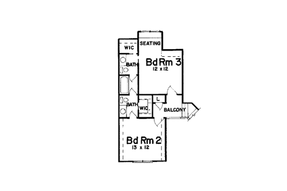 Floor Plan - Upper Floor for European House Plan #52-145 - 3 bed, 2.5 bath