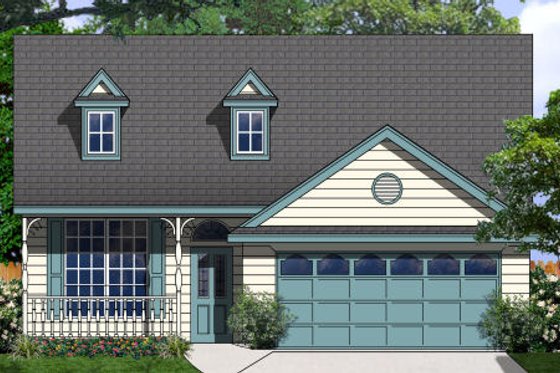 Exterior - Front Elevation for Country House Plan #62-149 - 3 bed, 2.5 bath