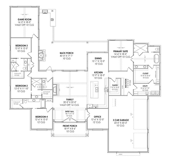 Country Floor Plan - Main Floor Plan #1096-43