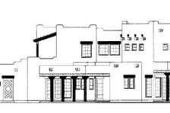 Exterior - Rear Elevation for Adobe / Southwestern House Plan #72-158 - 4 bed, 3.5 bath
