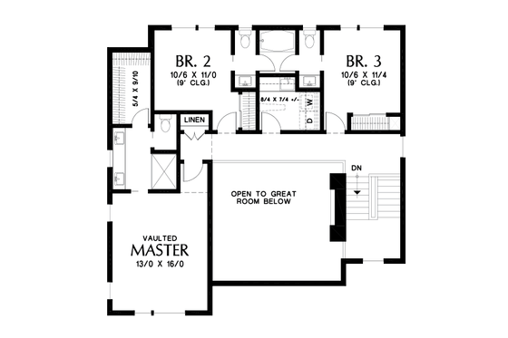 Floor Plan - Upper Floor for Contemporary House Plan #48-1009 - 3 bed, 2.5 bath