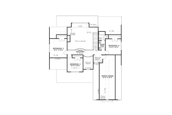 Floor Plan - Upper Floor for Country House Plan #17-2137 - 4 bed, 2 bath