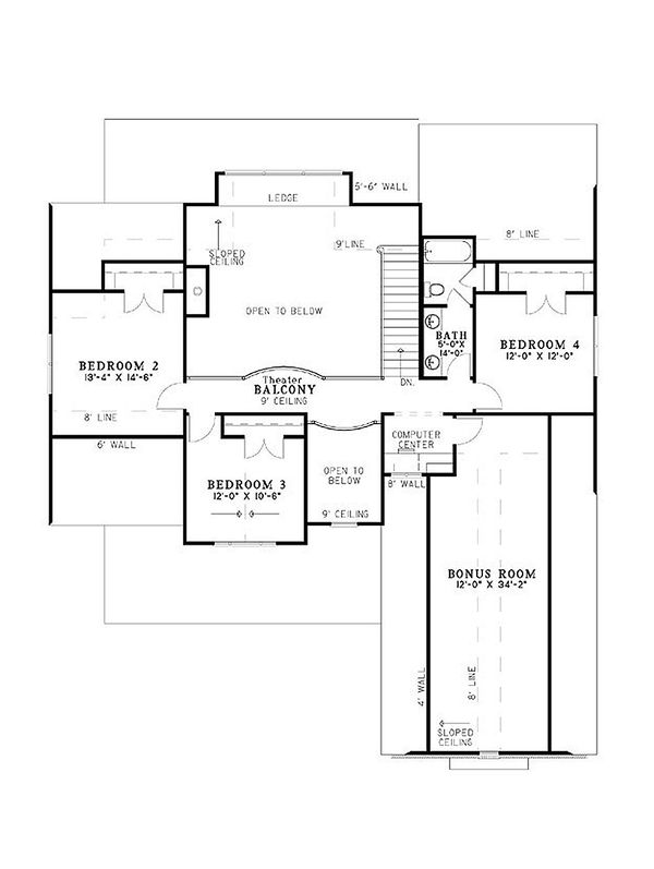 House Blueprint - Country Floor Plan - Upper Floor Plan #17-2137