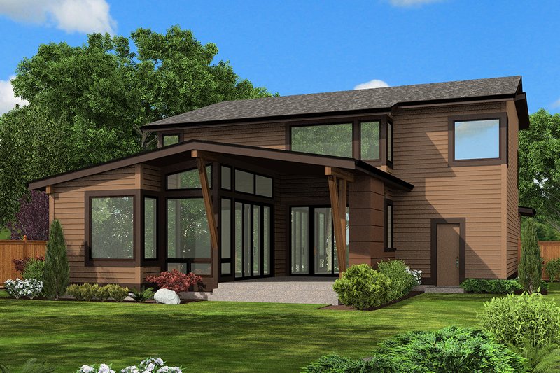 House Blueprint - Exterior - Rear Elevation for Contemporary House Plan #132-227 - 4 bed, 3 bath