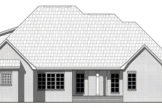 Exterior - Rear Elevation for European House Plan #21-598 - 4 bed, 2 bath