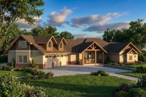 Exterior - Front Elevation for Craftsman House Plan #117-1091 - 1 bed, 2 bath