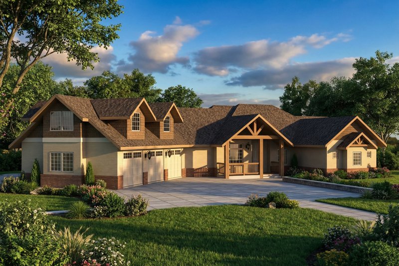 Exterior - Front Elevation 2 for Craftsman House Plan #117-1091 - 1 bed, 2 bath