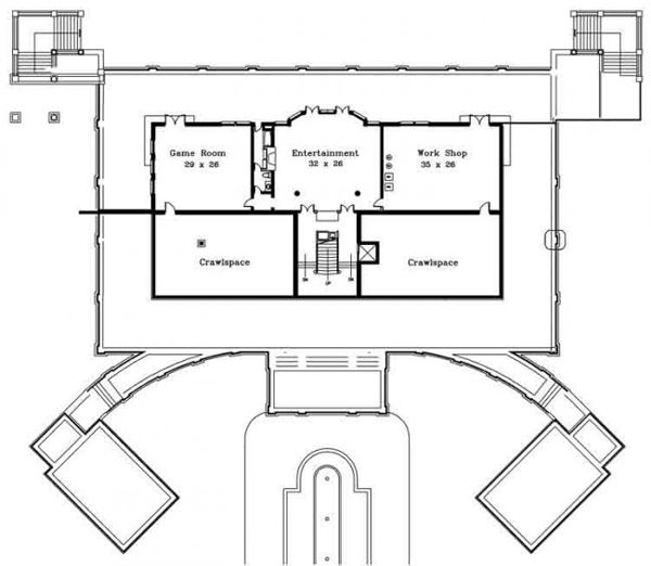 House Design - Classical Floor Plan - Lower Floor Plan #119-124