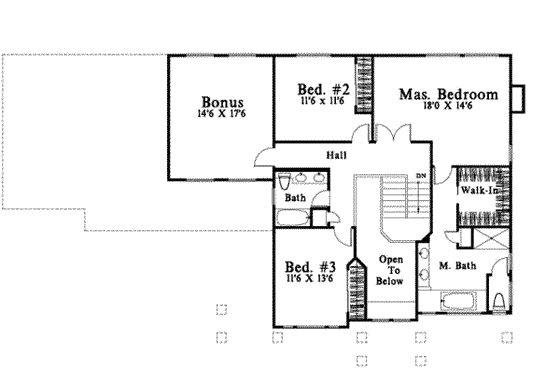 Floor Plan - Upper Floor for Bungalow House Plan #78-128 - 3 bed, 2.5 bath