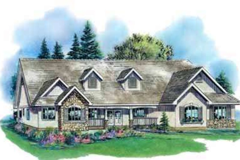House Blueprint - Country Exterior - Front Elevation Plan #18-328