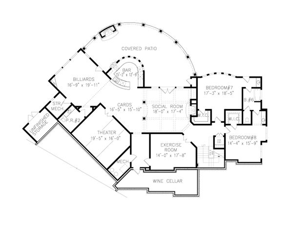 Craftsman Floor Plan - Lower Floor Plan #54-411