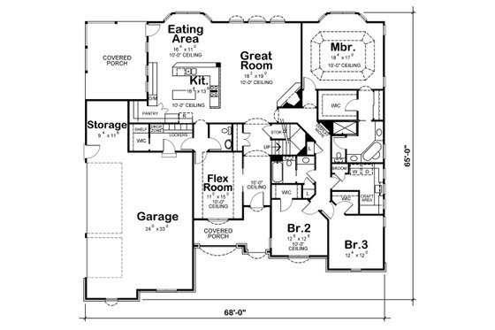 Floor Plan - Main Floor for European House Plan #20-1822 - 3 bed, 3 bath