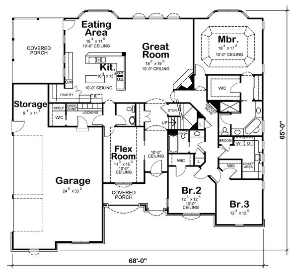 Home Plan - European Floor Plan - Main Floor Plan #20-1822