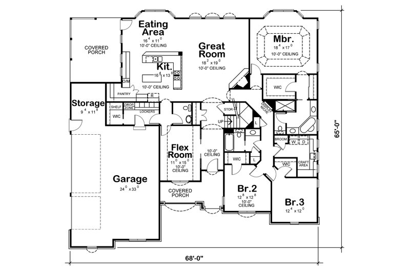 Home Plan - Floor Plan - Main Floor for European House Plan #20-1822 - 3 bed, 3 bath