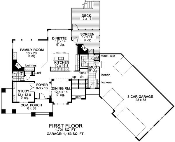 Craftsman Floor Plan - Main Floor Plan #51-464