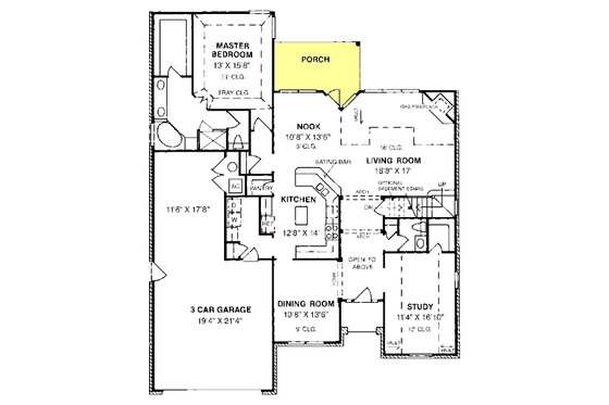Floor Plan - Main Floor for Traditional House Plan #20-178 - 4 bed, 2.5 bath