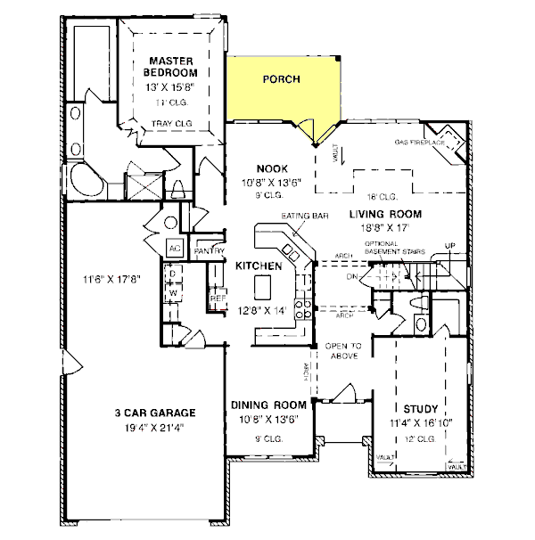 Architectural House Design - Traditional Floor Plan - Main Floor Plan #20-178