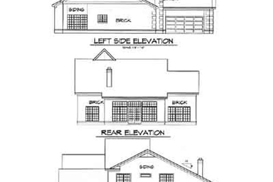 Exterior - Rear Elevation for European House Plan #329-104 - 4 bed, 2.5 bath