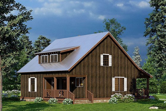 Exterior - Rear Elevation for Country House Plan #923-219 - 1 bed, 2 bath