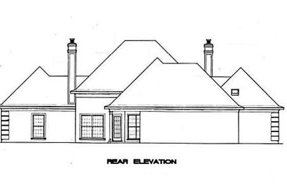 Exterior - Rear Elevation 1 for European House Plan #45-135 - 3 bed, 2 bath