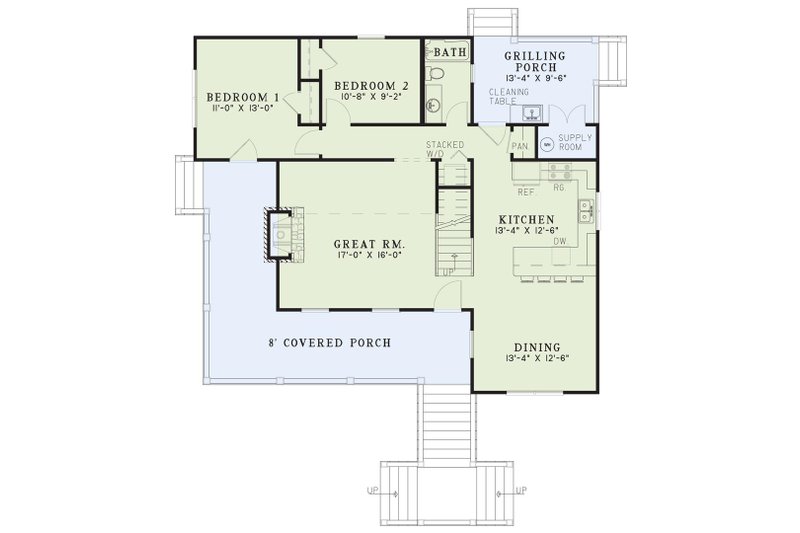 Home Plan - Floor Plan - Main Floor for Mediterranean House Plan #17-3299 - 4 bed, 2 bath