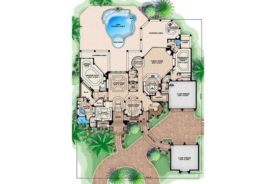 Floor Plan - Main Floor for Mediterranean House Plan #27-478 - 5 bed, 7 bath