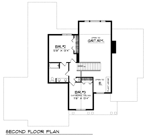 Traditional Floor Plan - Upper Floor Plan #70-383