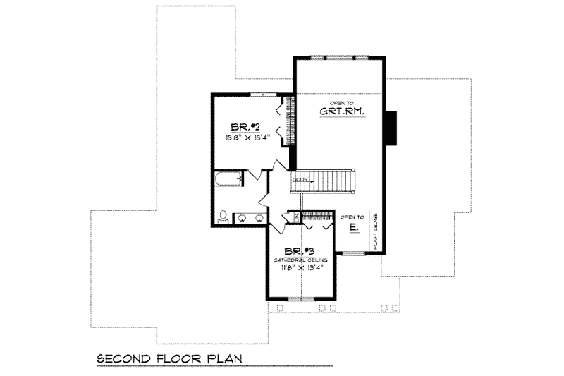 Dream House Plan - Floor Plan - Upper Floor for Traditional House Plan #70-383 - 3 bed, 2.5 bath