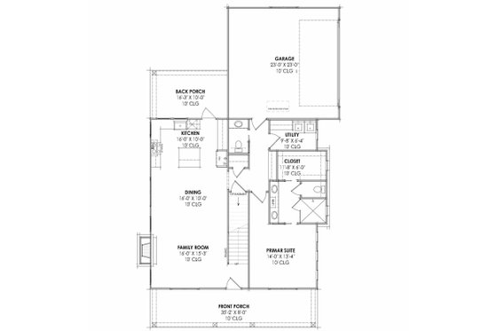 Floor Plan - Main Floor for Farmhouse House Plan #1096-175 - 4 bed, 2.5 bath
